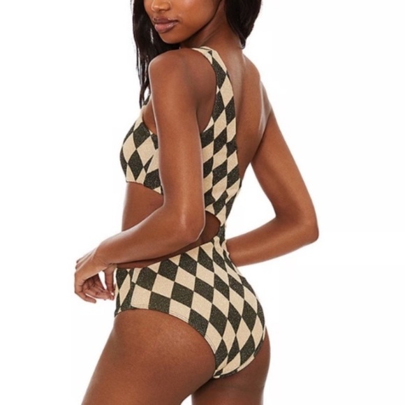 New! BEACH RIOT Celine One-Piece harlequin diamond pattern 24158 - Picture 5 of 10